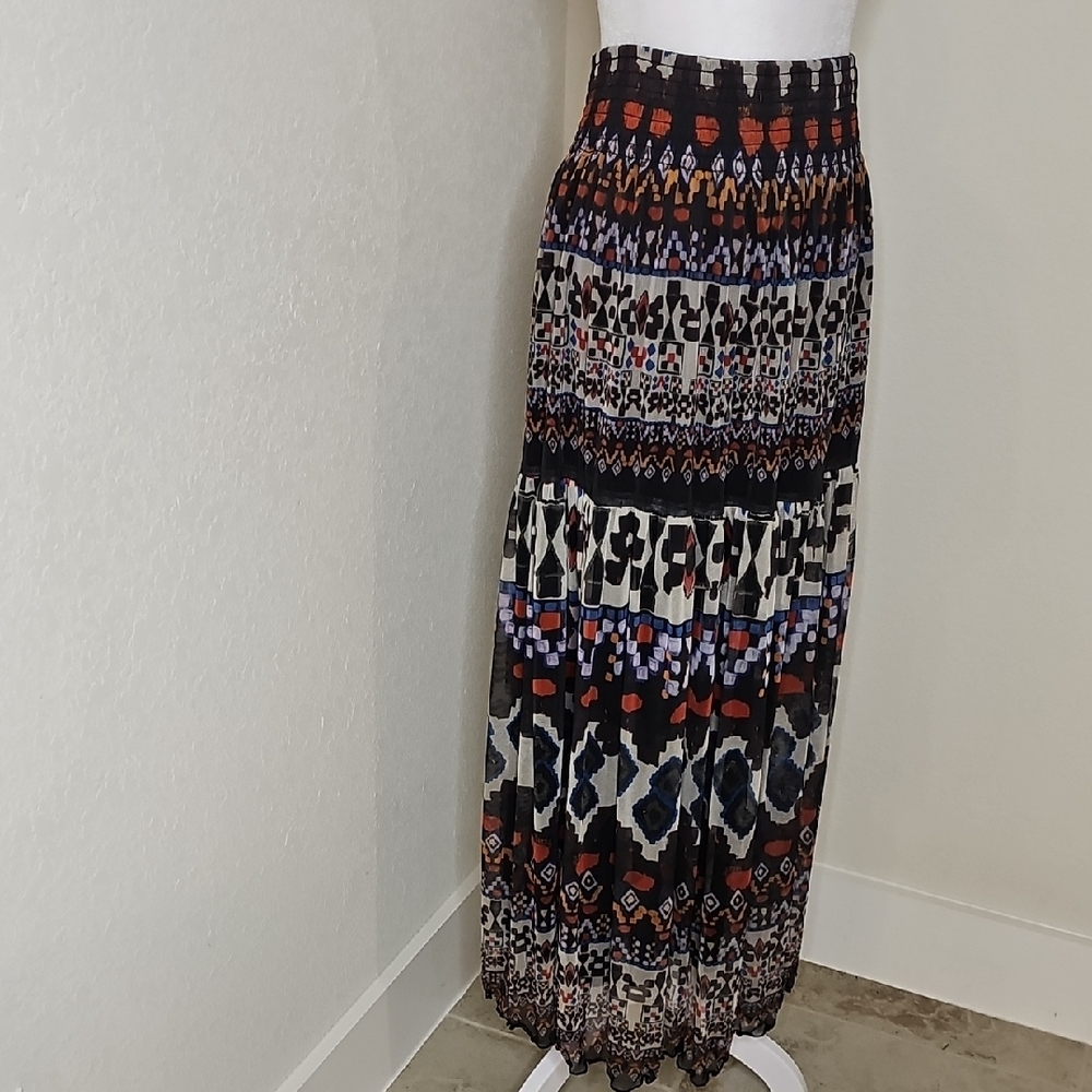 Lapis Boho Mulicolor Patterned Maxi Skirt Size M - Picture 8 of 8